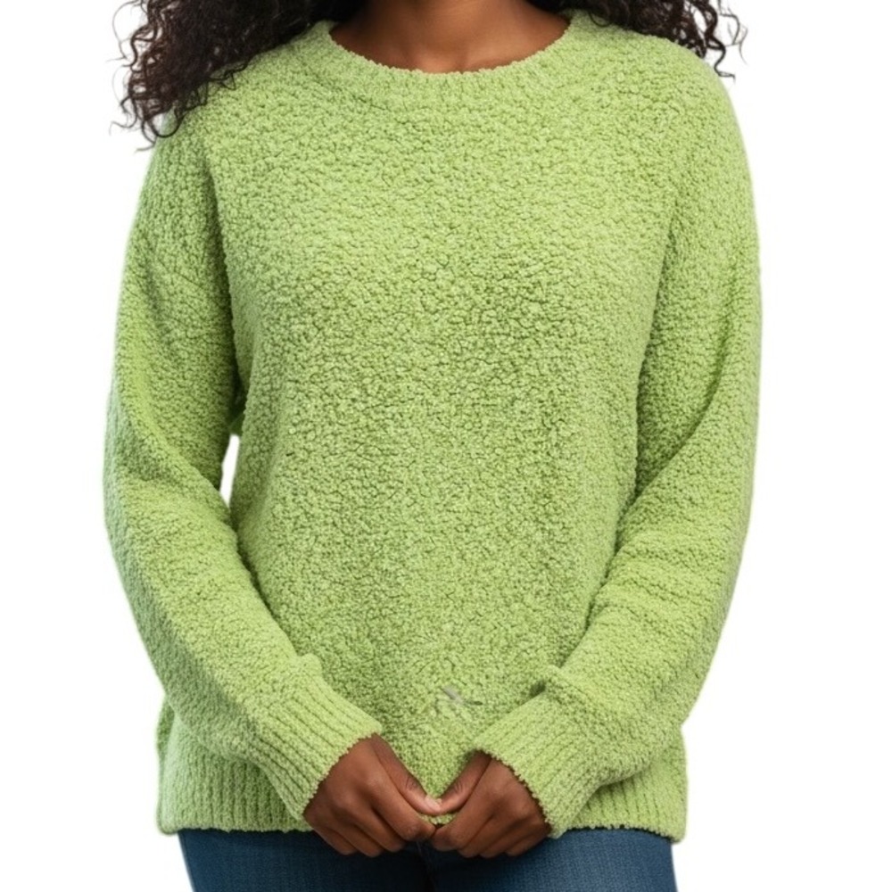J. Crew Women's Green Textured Knit Crew‎ Neck Pullover Sweater Large